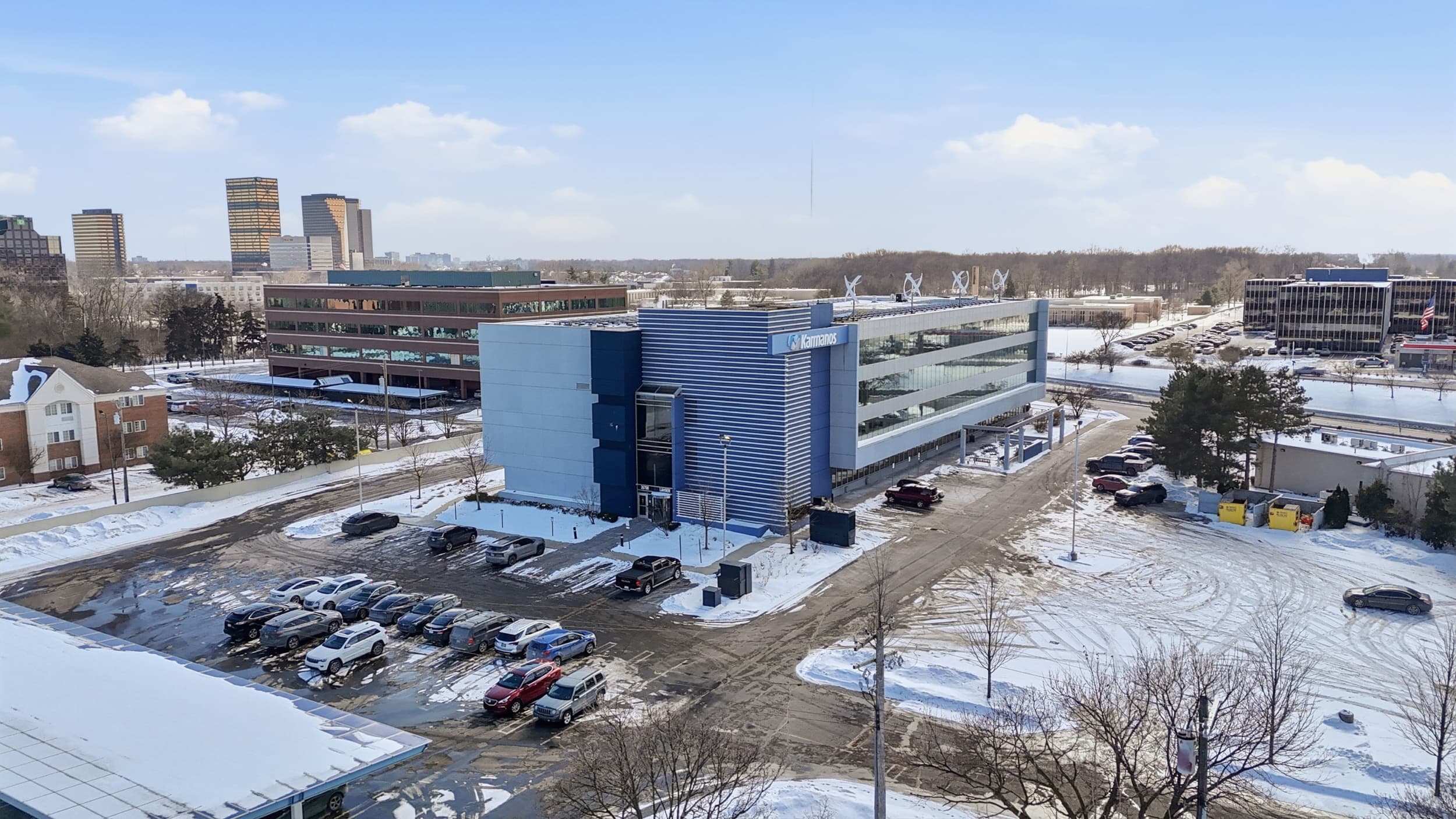 Lahser Road office complex aerial view